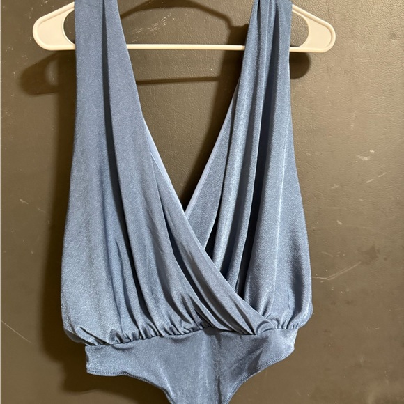 NWT Free People Intimately Night Owl Blue Metal Bodysuit- S - Picture 4 of 5